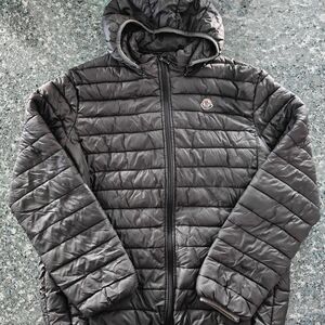 Moncler Charcoal Hooded Puffer Jacket